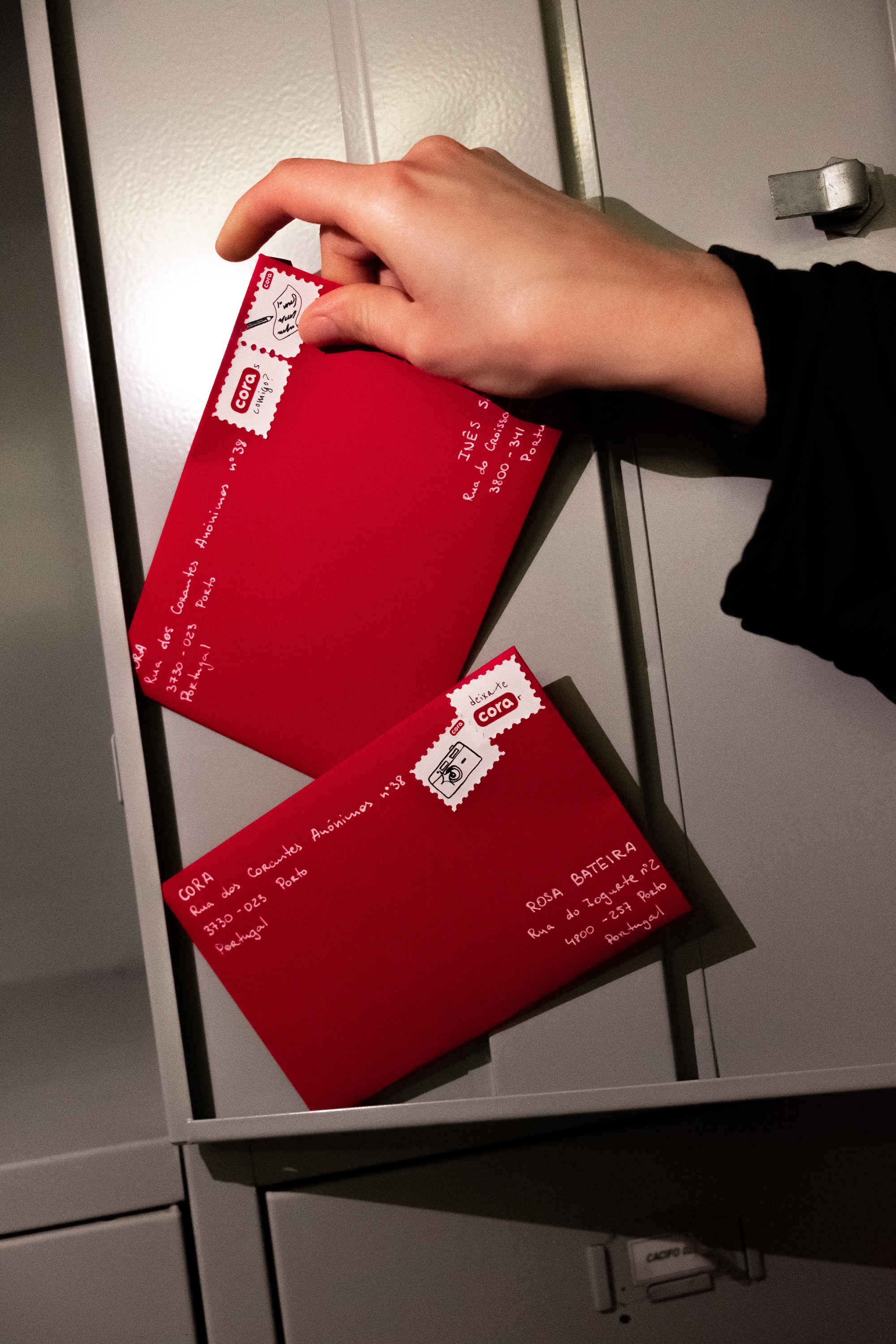 Photo of two red envelopes in a locker